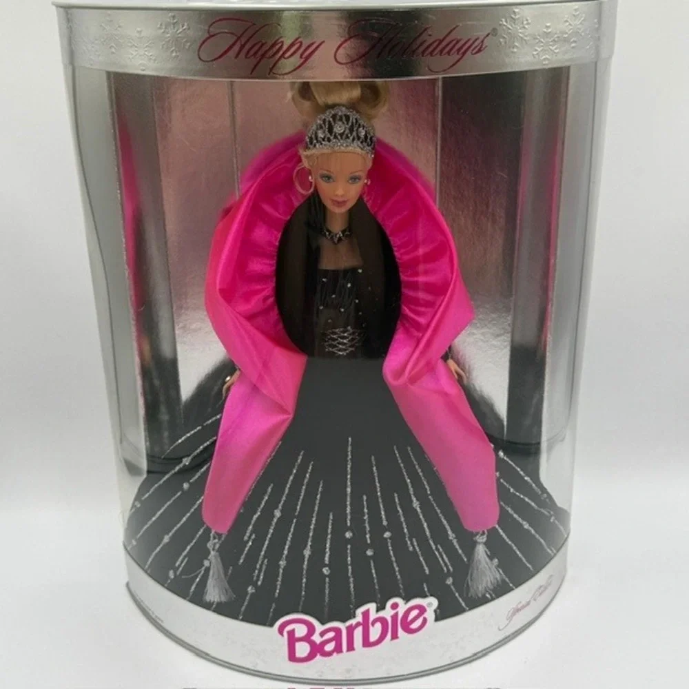 Mattel Happy Holidays Barbie 1998 Special Edition Black Gown Pink Wrap 20200 NEW